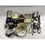 A collection of watches and costume jewellery item