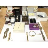 Large mixed lot of costume jewellery and watches.