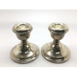 A pair of silver dwarf candlesticks, Birmingham ha
