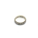 A 9ct gold white sapphire eternity ring, the stones set in heart shaped settings, approx 2.2g and