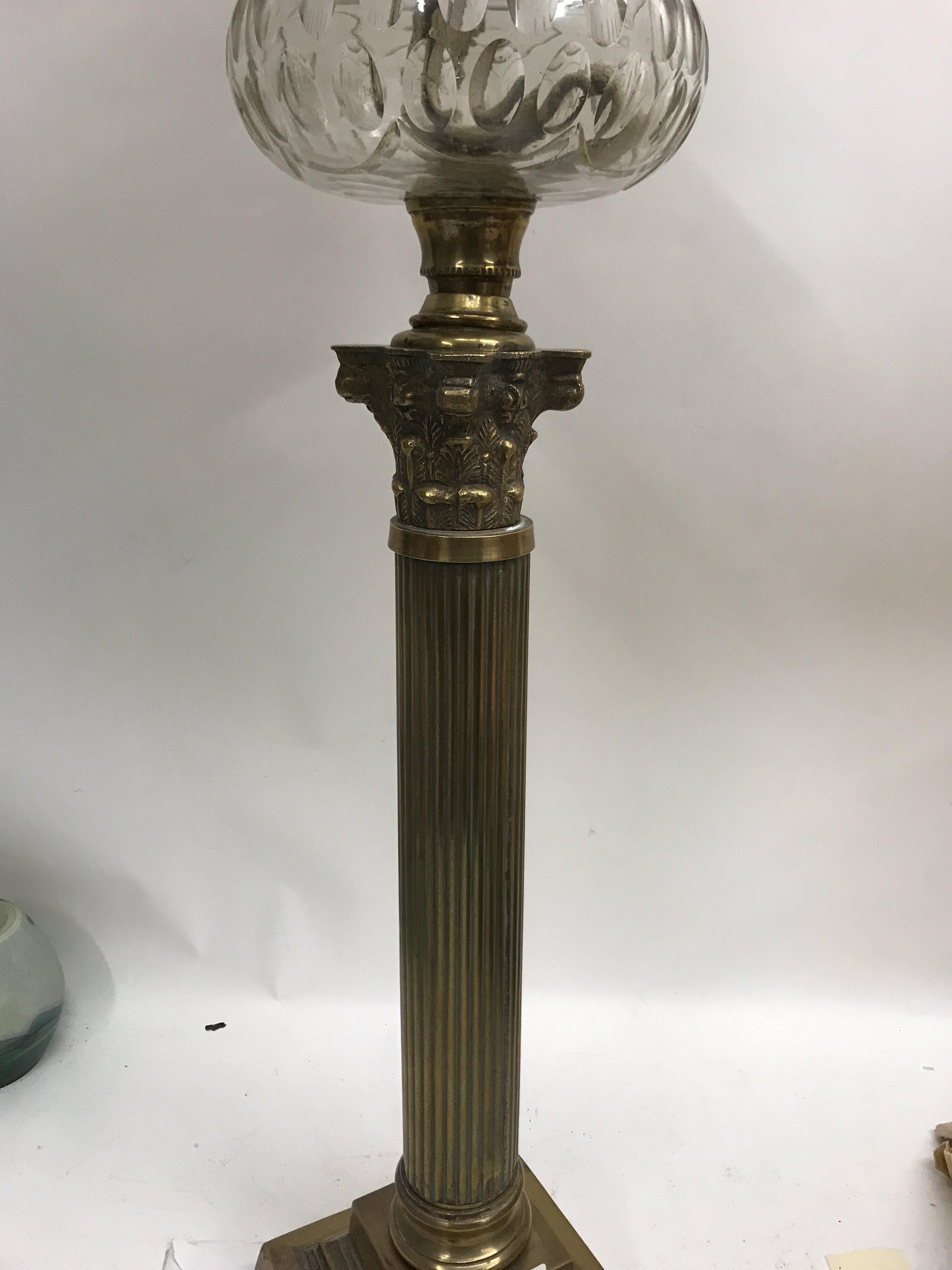 A Victorian Williams Bach oil lamp with glass shad - Image 3 of 4