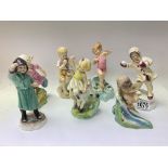 Royal Worcester Months of the year modelled by F.G.Doughty, 7 figurines to include February,