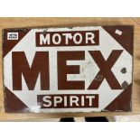 A vintage Motor Mex Spirit double sided enamel sig