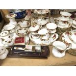 An Extensive Royal Albert Old dinner and tea set a six place setting with very many extras plates