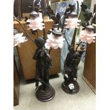 Two figural lamps in the form of Neo Classical maidens, approx height 85cm - NO RESERVE