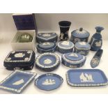 A collection of Wedgwood jasperware items.
