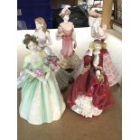 A Collection Of figures two Coalport and three Royal Doulton.