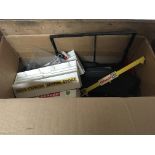 A box containing playworn vintage Scalextric and p