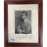 WINDSOR, EDWARD; DUKE OF. Signed "Edward P.," as Prince of Wales. Later Edward VIII. Patron of HSA