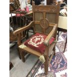 An oak communion chair.