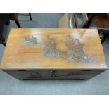 A 1920s Camphor wood blanket chest with Detailed c