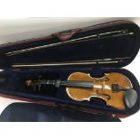 A cased contemporary Chinese Stentor II violin wit