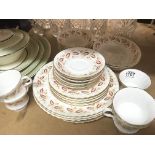 A Royal Kent bone china tea and dinner set with five cups otherwise six place setting no obvious