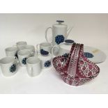 A collection of ceramics Thomas Germany modern design coffee set Royal Vale part set and a red flash