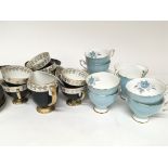 A decorative Royal Standard pale mottled blue glazed porcelain tea set six place setting no
