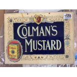 A vintage card sign for Colmans Mustard 32 x 24cm.