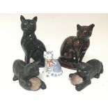 Two Bretby cat ornaments and other cat ornaments (a lot)