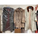 Three vintage fur or fur mounted womens coats - NO RESERVE