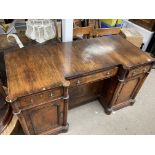 A large walnut veneered desk with replacement top, 152 x 79 x 68cm for restoration - NO RESERVE