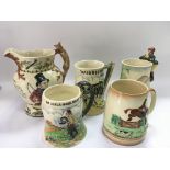 Five Crown Devon musical tankards and jugs.