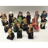 A collection of Royal Doulton miniature figures including Dickens characters