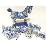 A collection of late 19th century Delft ware in th