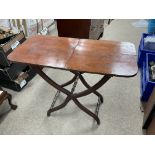 A Victorian mahogany campaign style folding table.