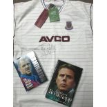 A signed West Ham shirt by Tony Gale and two autob