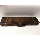 19th century leather shotgun case with initials WJS and brass lock