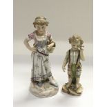 Two 19th Century porcelain figures of children, ta