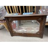 An Edwardian overmantle mirror, a brass covered ci