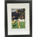 A framed and glazed signed print of footballer Alan Ball, approx dimensions including frame 36.5cm x
