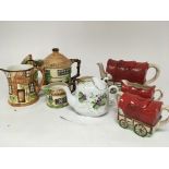 A Beswick cottage style tea set and other novelty tea pots - NO RESERVE