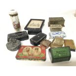 A collection of Victorian and later snuff boxes and other oddments.