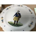 Three 19th Century Quimper faience plates by the Hubaucliere Bousquest factory. Iconic HB marks