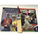 Two cricket programmes and signed miniature cricke