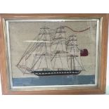 A Victorian wool work picture a marine study of a