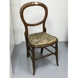 4 oak cane seat dining chairs together with a 1930s nursing chair, Edwardian balloon chain - NO