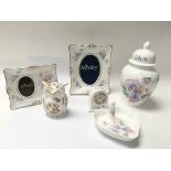 A collection of Aynsley China ornaments including two photo frames - NO RESERVE