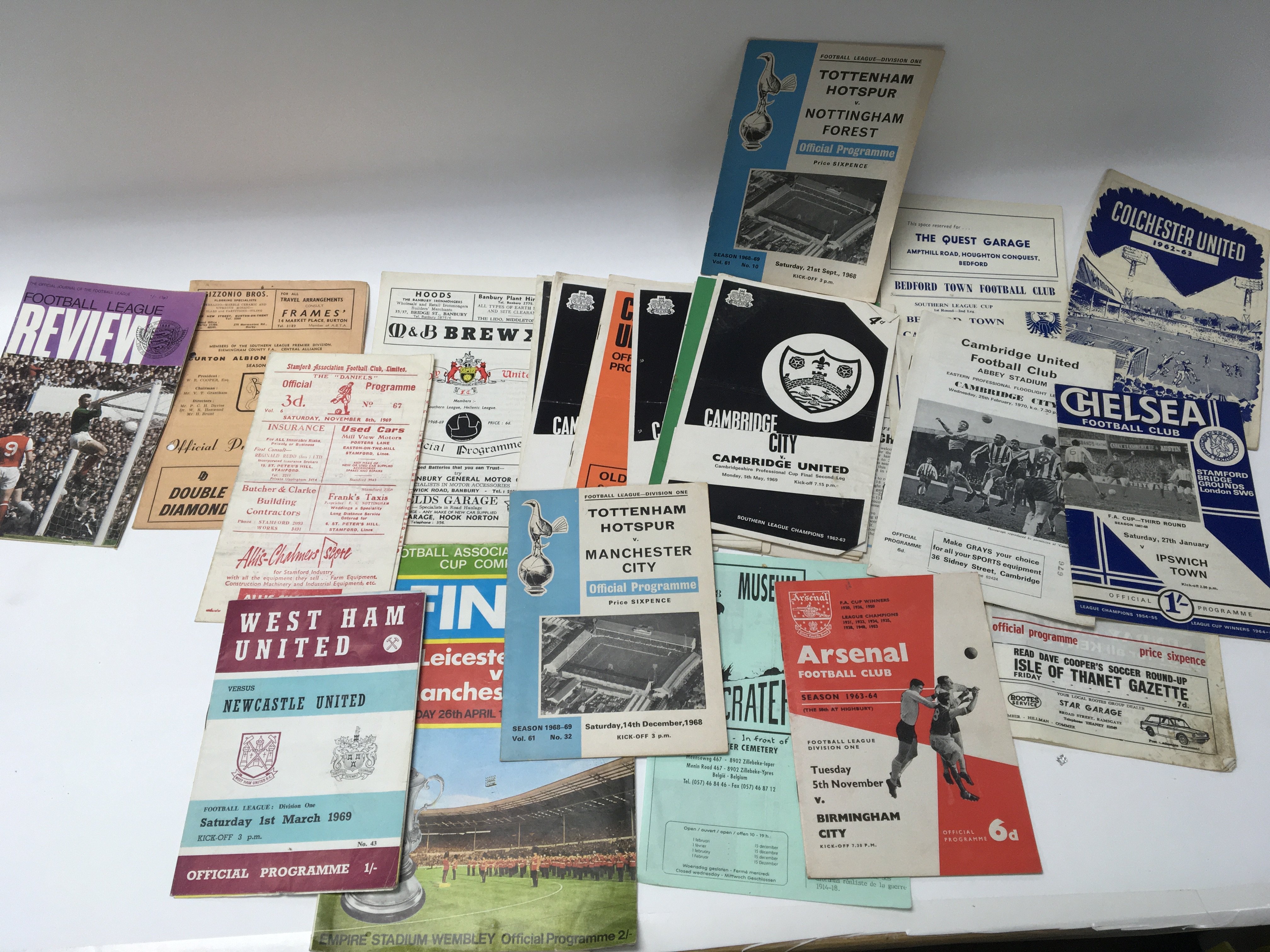 A collection of 1960s football programs Cambridge