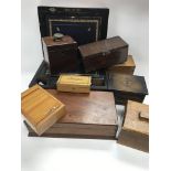 A collection of boxes including writing slope and tea caddy - NO RESERVE