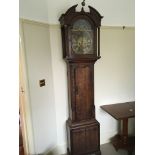 An oak long case clock the elaborate multifunction