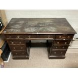 A mahogany pedestal desk, 122 x 58 x 68cm - NO RESERVE