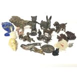 A collection of antique cold painted lead and other animal figures and oddments (a lot)