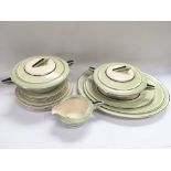 An Art Deco dinner service in cream, green and black - NO RESERVE