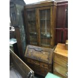 An oak bureau bookcase, approx 76cm x 198cm x 41cm - NO RESERVE