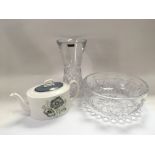 Two Thomas Webb crystal items and a Wedgwood teapot (3) - NO RESERVE
