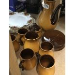 A 1960s studio pottery coffee set treacle glaze no obvious damage.