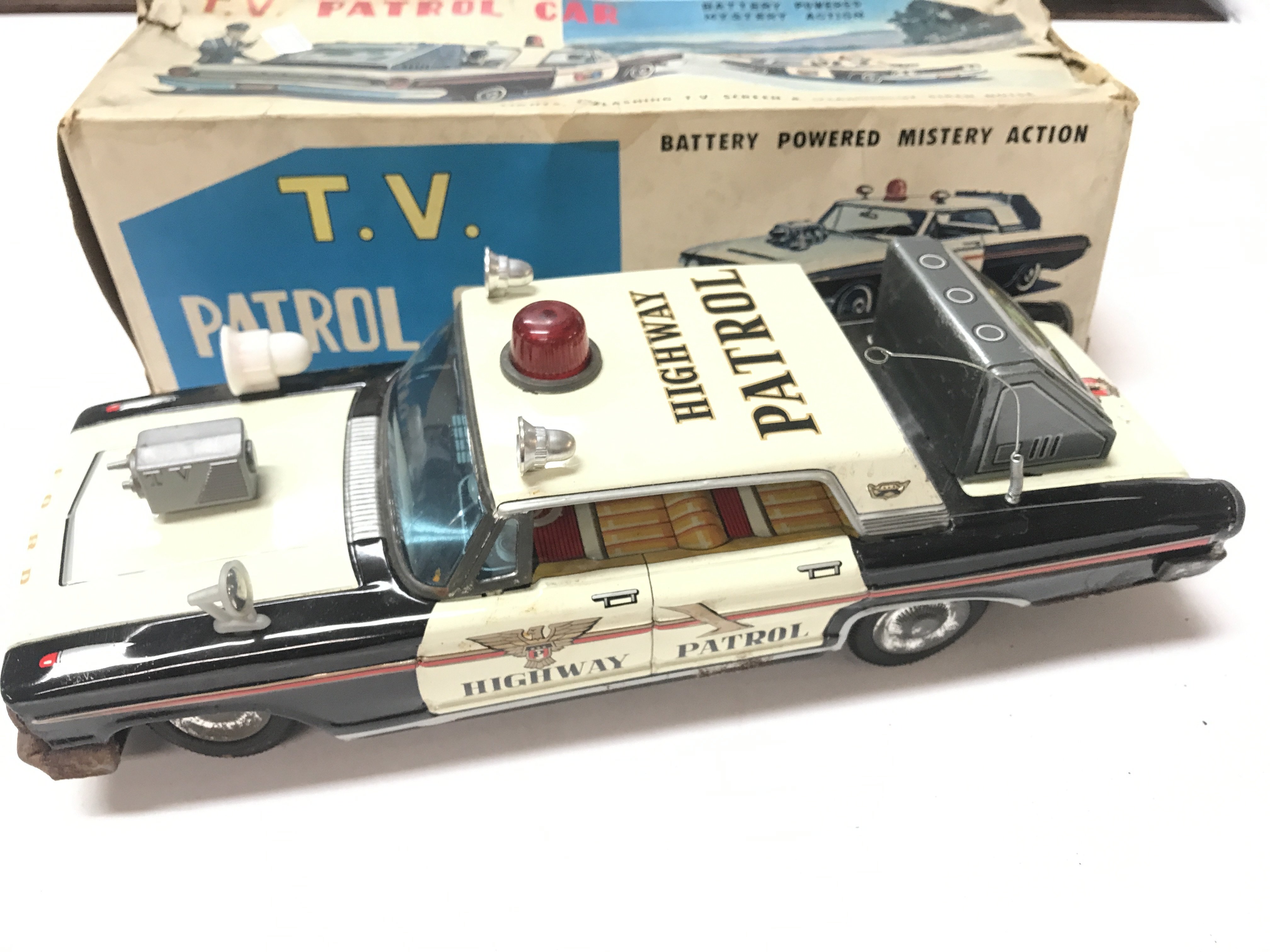 A Boxed T.V Patrol Car by Tiago. Box is Worn. - Image 2 of 4