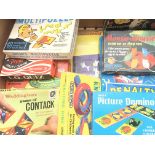 A Box Containing a Collection of Small Board Games. Including Mousie-Mousie. Picture Dominoes